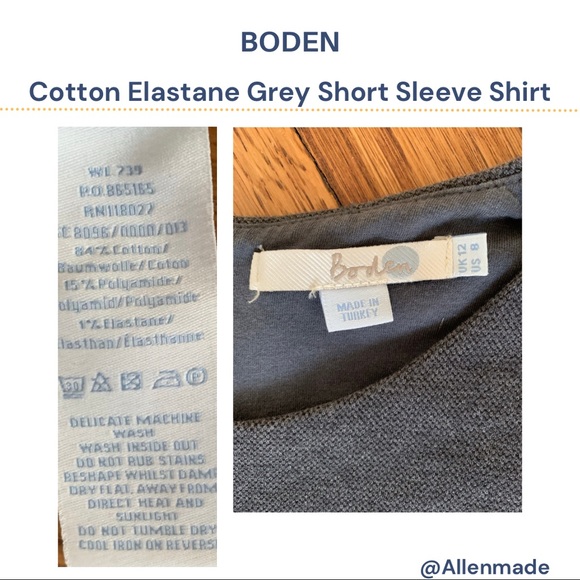 Boden Cotten Elastane Grey Top with pockets, pullover, zipper back Size US 8 - Picture 3 of 3